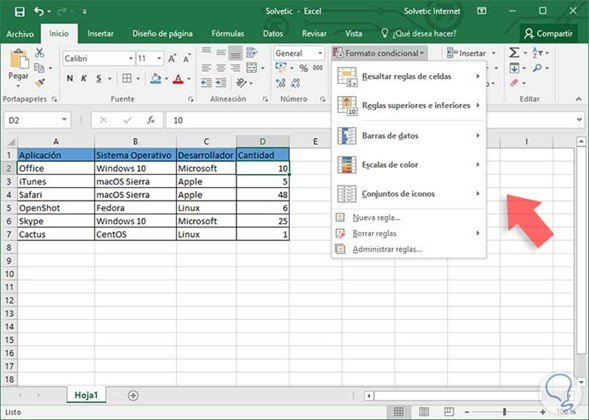 Acceso al menú Formato Condicional desde la pestaña Inicio de Microsoft Excel