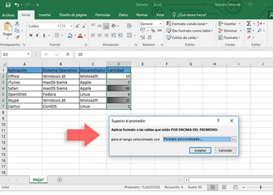 Opciones de Barras de datos disponibles en Formato Condicional